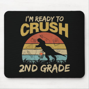 Vintage Dinosaur I'm Ready To Crush 2nd Grade Back Mouse Mat