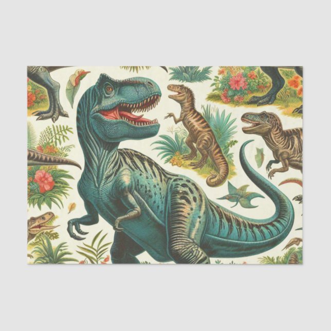 Vintage Dinosaur Painting Tissue Paper (Front)