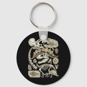 Vintage Dinosaur Skeleton Fragments Paleontology Key Ring