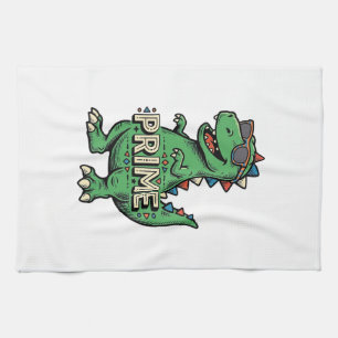 Vintage Dinosaur Sunglasses Prime Cartoon Shirt_1 Tea Towel