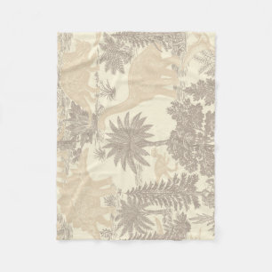 Vintage Dinosaur Toile Pattern Fleece Blanket