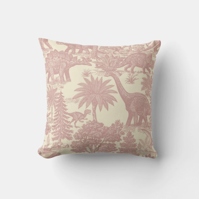 Vintage Dinosaur Toile Pattern Prehistoric Jungle  Cushion (Front)