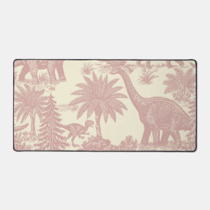 Vintage Dinosaur Toile Pattern Prehistoric Jungle Desk Mat