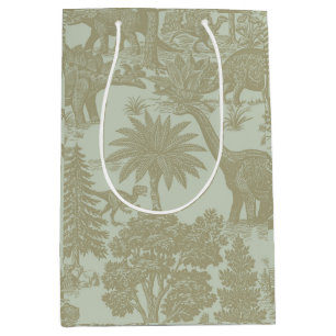 Vintage Dinosaur Toile Pattern Prehistoric Jungle Medium Gift Bag