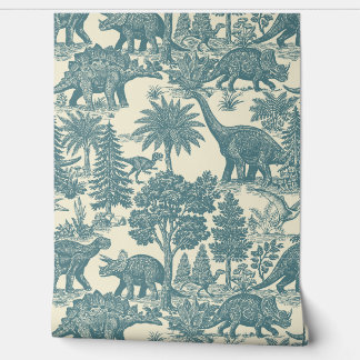 Vintage Dinosaur Toile Pattern Wallpaper