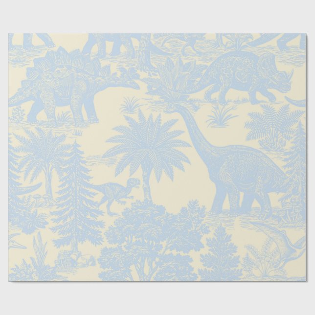 Vintage Dinosaur Toile Pattern Wrapping Paper (Flat)
