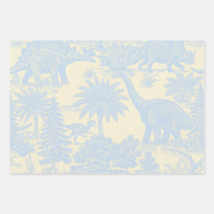 Vintage Dinosaur Toile Pattern Wrapping Paper Sheet