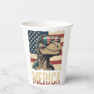 Vintage dinosaur Trex Merica 4th of july patriotic Paper Cups