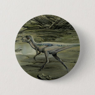 Vintage Dinosaurs, a Cretaceous Hypsilophodon 6 Cm Round Badge