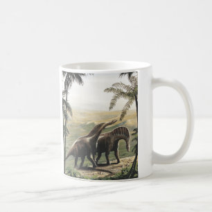 Vintage Dinosaurs, Amargasaurus with Palm Trees Coffee Mug