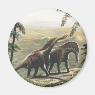Vintage Dinosaurs, Amargasaurus with Palm Trees Magnet