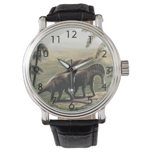 Vintage Dinosaurs, Amargasaurus with Palm Trees Watch