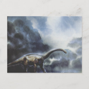 Vintage Dinosaurs, Barapasaurus with Storm Clouds Postcard