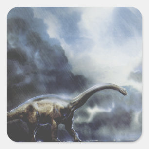 Vintage Dinosaurs, Barapasaurus with Storm Clouds Square Sticker
