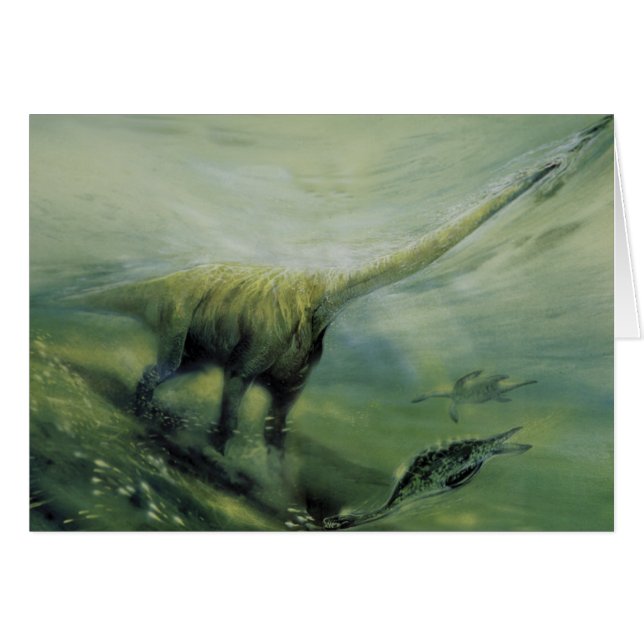 Vintage Dinosaurs, Brachiosaurus Swimming in Ocean (Front Horizontal)