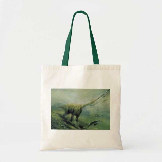 Vintage Dinosaurs, Brachiosaurus Swimming in Ocean Tote Bag (Front)