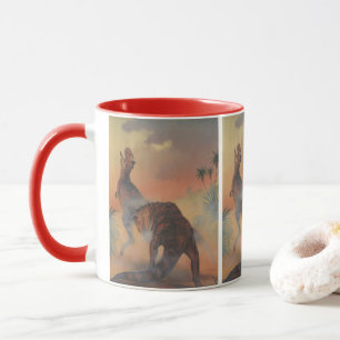 Vintage Dinosaurs, Carnotaurus Roaring in Jungle Mug