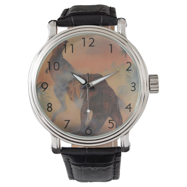 Vintage Dinosaurs, Carnotaurus Roaring in Jungle Watch (Front)