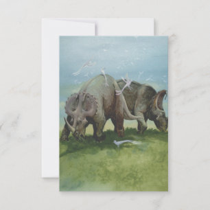 Vintage Dinosaurs, Centrosaurus Grazing in Meadow
