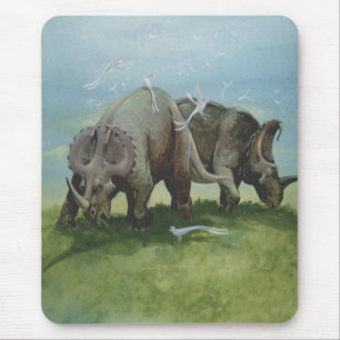 Vintage Dinosaurs, Centrosaurus Grazing in Meadow Mouse Mat