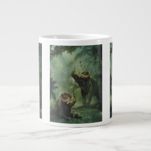 Vintage Dinosaurs, Centrosaurus in the Jungle Large Coffee Mug