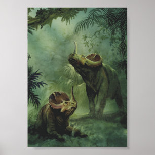 Vintage Dinosaurs, Centrosaurus in the Jungle Poster