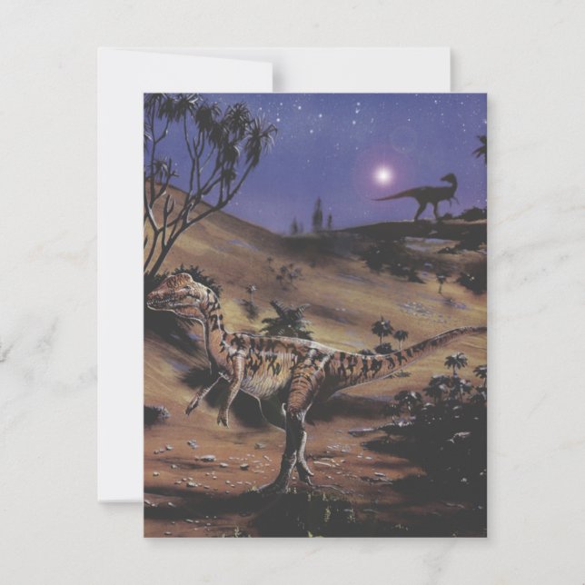 Vintage Dinosaurs, Dilophosaurus Birthday Party Invitation (Front)