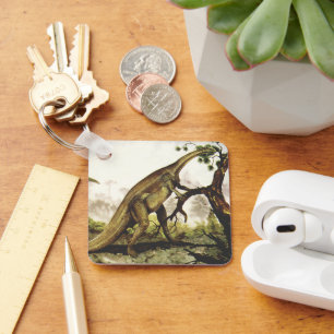 Vintage Dinosaurs, Plateosaurus Grazing on Trees Key Ring