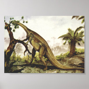 Vintage Dinosaurs, Plateosaurus Grazing on Trees Poster