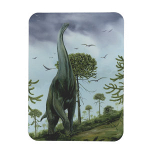 Vintage Dinosaurs, Sauroposeidon with Birds Flying Magnet