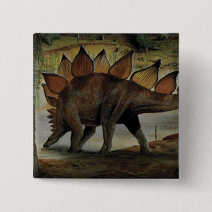 Vintage Dinosaurs, Stegosaurus, Tail with Spikes 15 Cm Square Badge