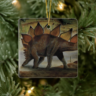 Vintage Dinosaurs, Stegosaurus, Tail with Spikes Ceramic Tree Decoration