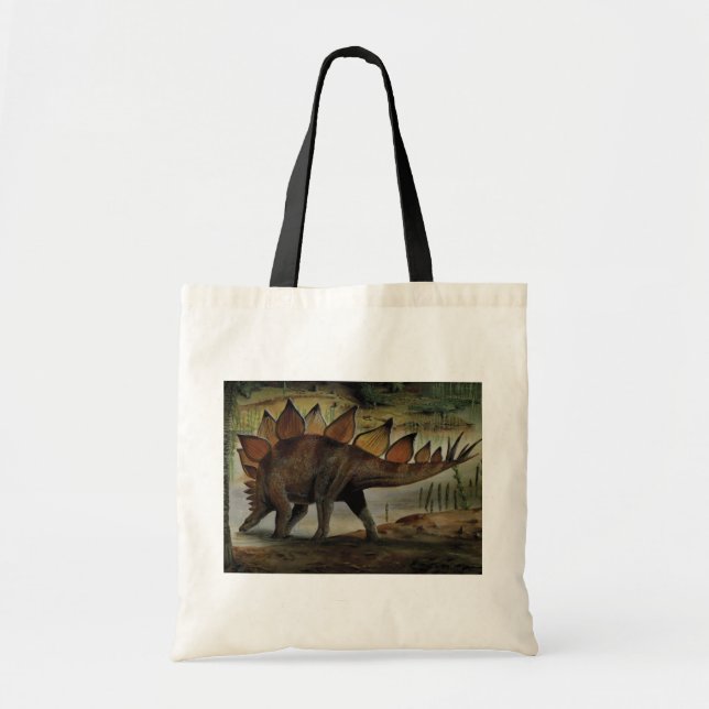 Vintage Dinosaurs, Stegosaurus, Tail with Spikes Tote Bag (Front)