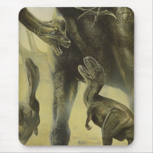 Vintage Dinosaurs, Torvosaurus and Brachiosaurus Mouse Mat