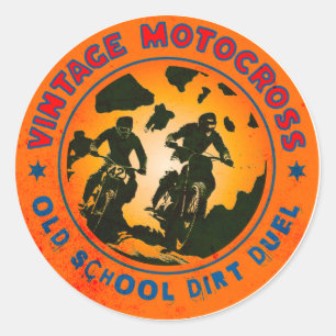 VINTAGE DIRT BIKE RACE CLASSIC ROUND STICKER