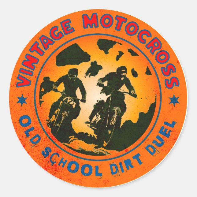 VINTAGE DIRT BIKE RACE CLASSIC ROUND STICKER (Front)