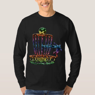 Vintage Disc Golf Art Disc Golfing Basket Colourfu T-Shirt