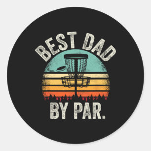 Vintage Disc Golf Dad - Best Dad By Par Disc Golf Classic Round Sticker
