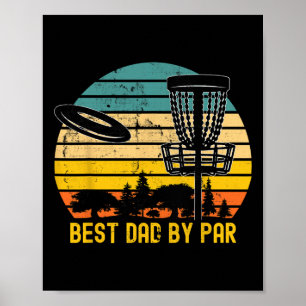 Vintage Disc Golf Dad Present - Best Dad By Par Di Poster