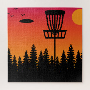 Vintage Disc Golf Frolf Frisbee Player Retro Jigsaw Puzzle