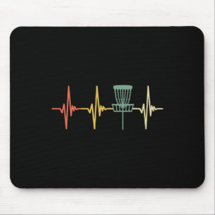 Vintage Disc Golf Retro Heartbeat Gift Disc Golf Mouse Mat