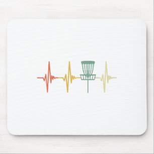 Vintage Disc Golf Retro Heartbeat Gift Disc Golf P Mouse Mat