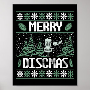 Vintage Disc Golf Ugly Christmas Merry Discmas Par Poster