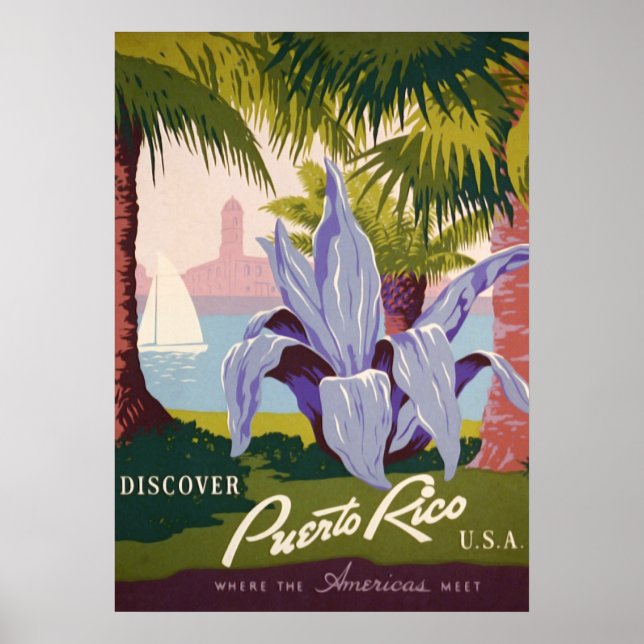 Vintage Discover Puerto Rico USA Poster (Front)