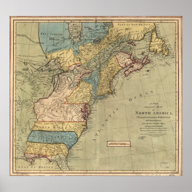 Vintage Discovery Map of The Americas (1771) Poster (Front)