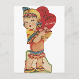 Vintage Dish Of Love Valentine Holiday Postcard