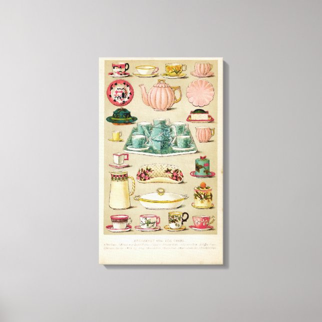 Vintage Dishes Oil Painting Canvas Print (Front)