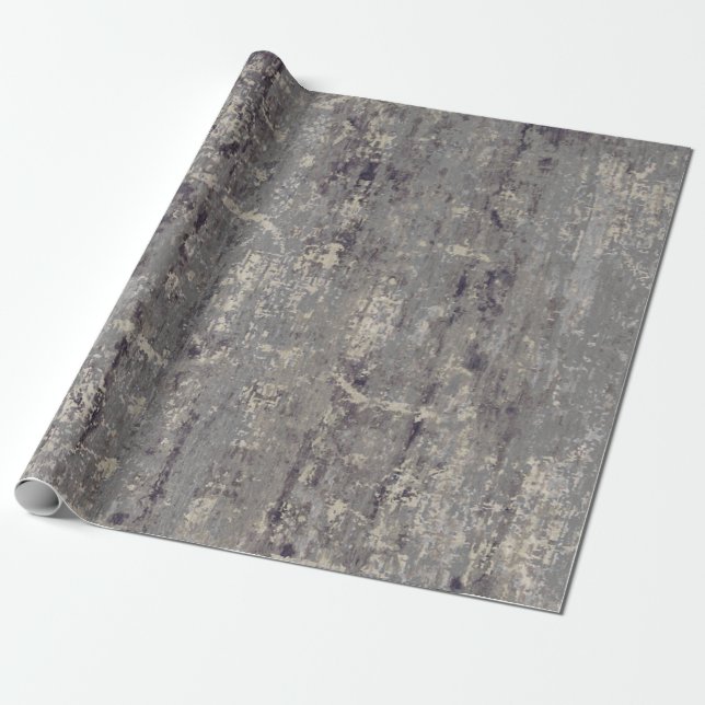 Vintage Distressed Abstract Antique Beige Grey Wrapping Paper (Unrolled)