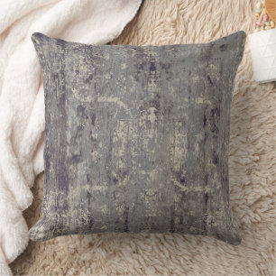Vintage Distressed Abstract Antique Rustic Grey Cushion