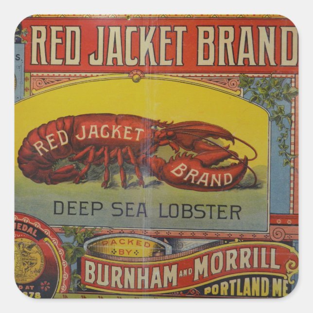 Vintage distressed advertising label lobster maine (Front)